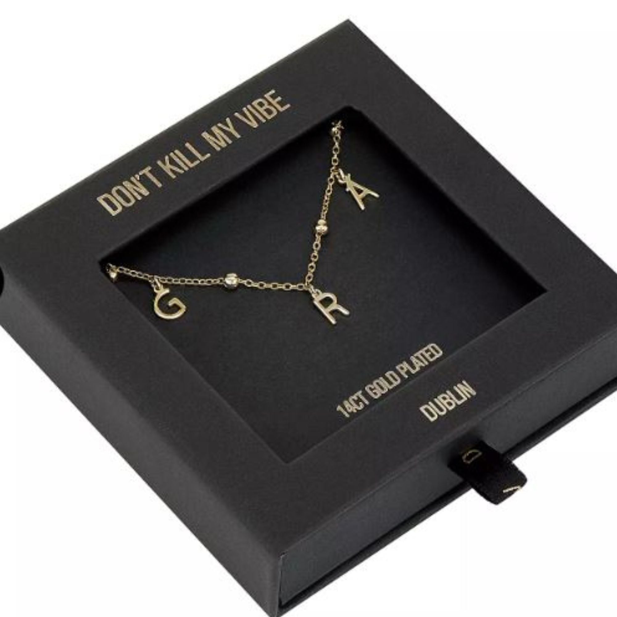 Mo ghrá Gold Grá Irish Letters Necklace in Gift Box. Grá means love in Irish