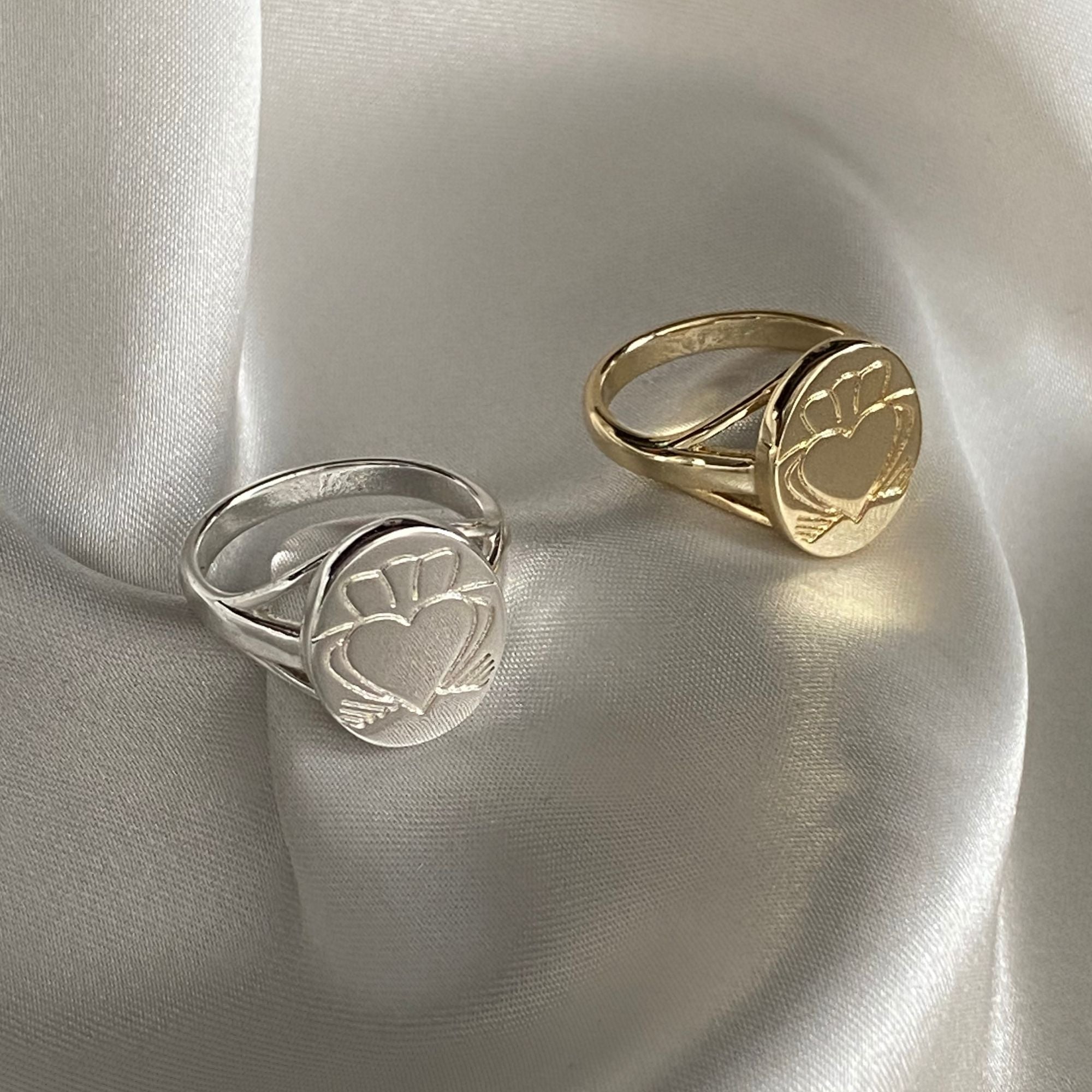 A Gold and Silver Heart Strong Claddagh Sovereign Ring