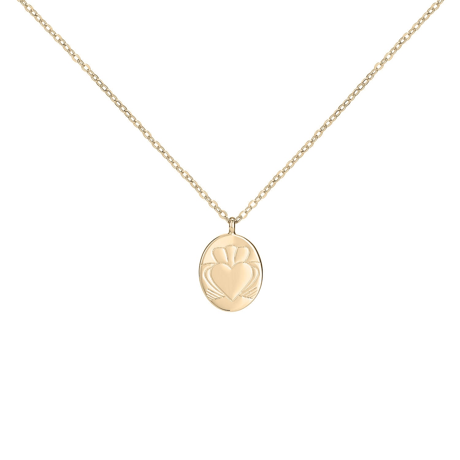 Heart Strong Coin Claddagh Gold Necklace
