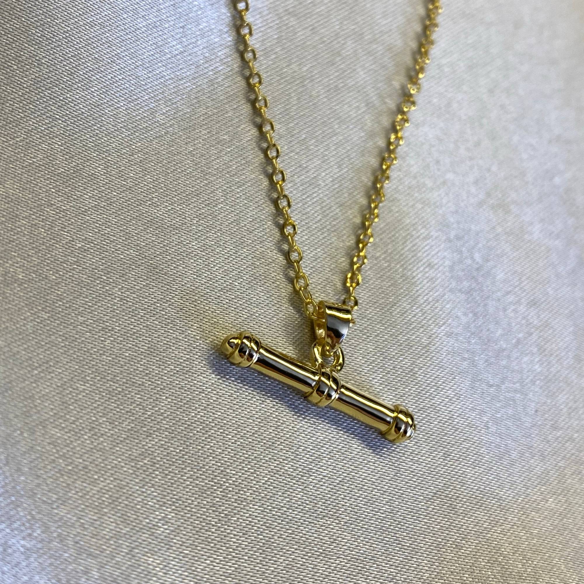 Gold Mr T-Bar Necklace