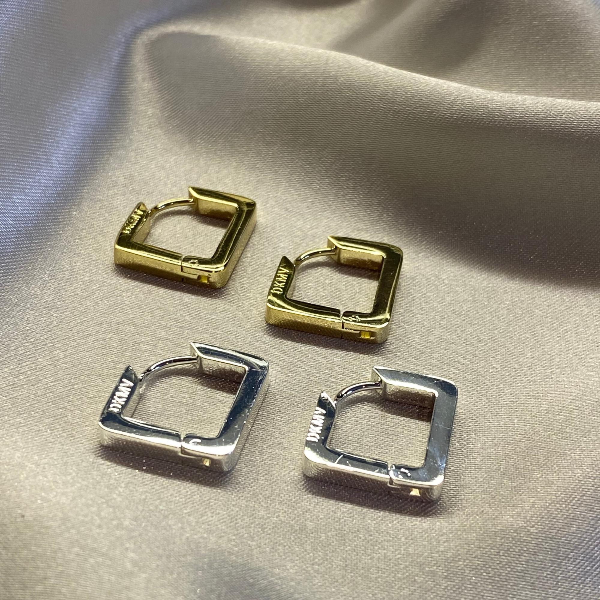 Gold and Silver Not Yer Average Square Hoop Earrings