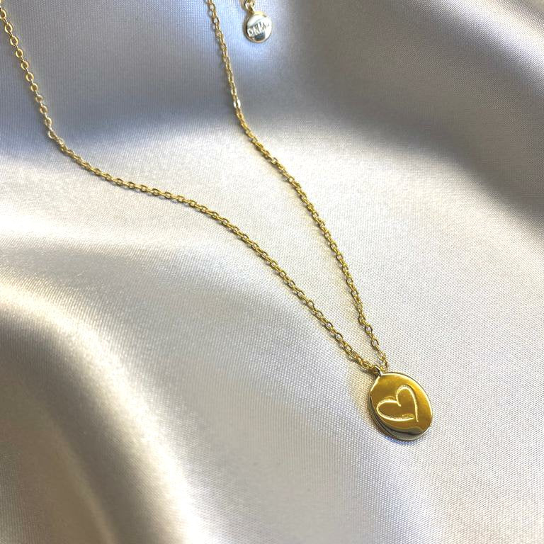 Gold plated, recycled brass, heart, Irish designed, From the Heart necklace