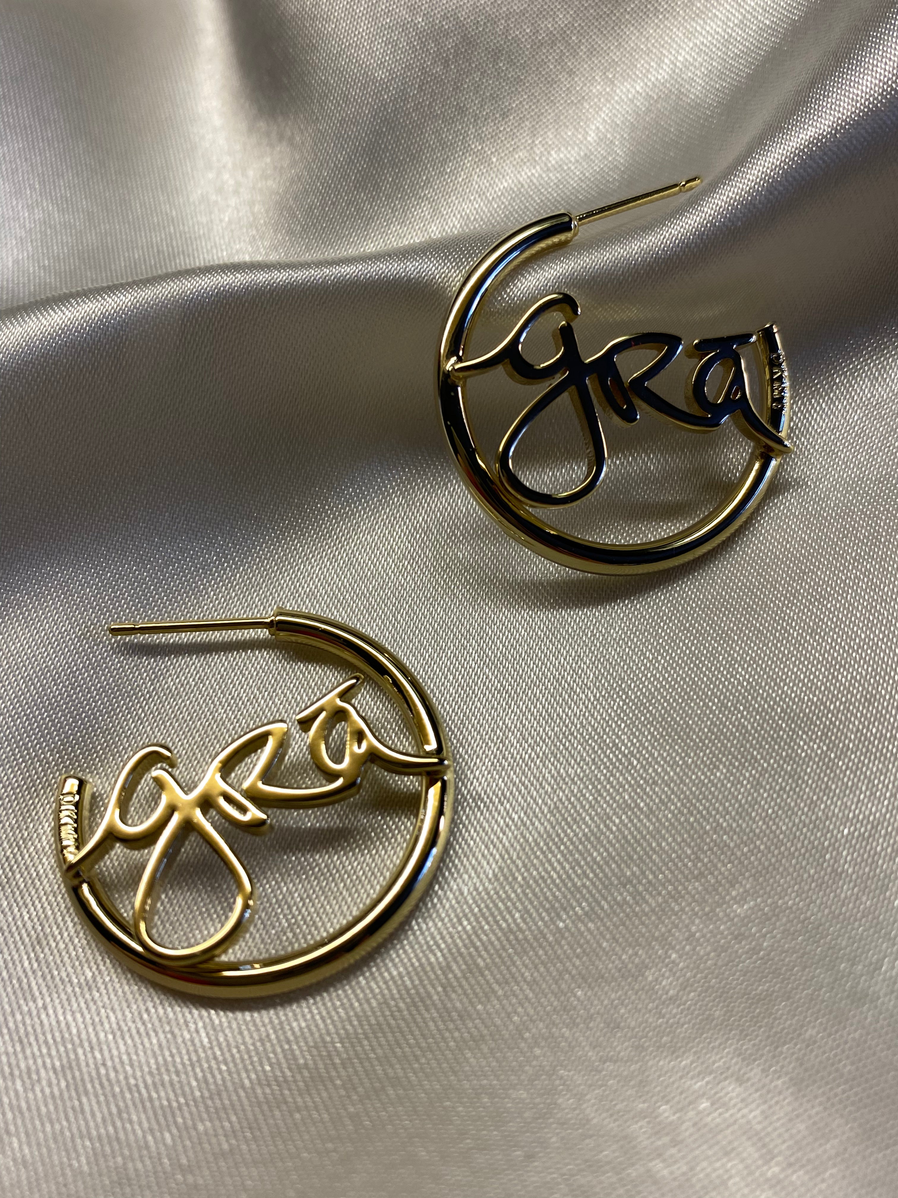 Grá, Irish Language, Irish Designed, Love, Gold Hoop, Gold Earring