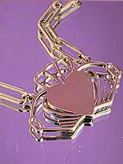 Heart Strong Claddagh - Paperclip Chain Necklace