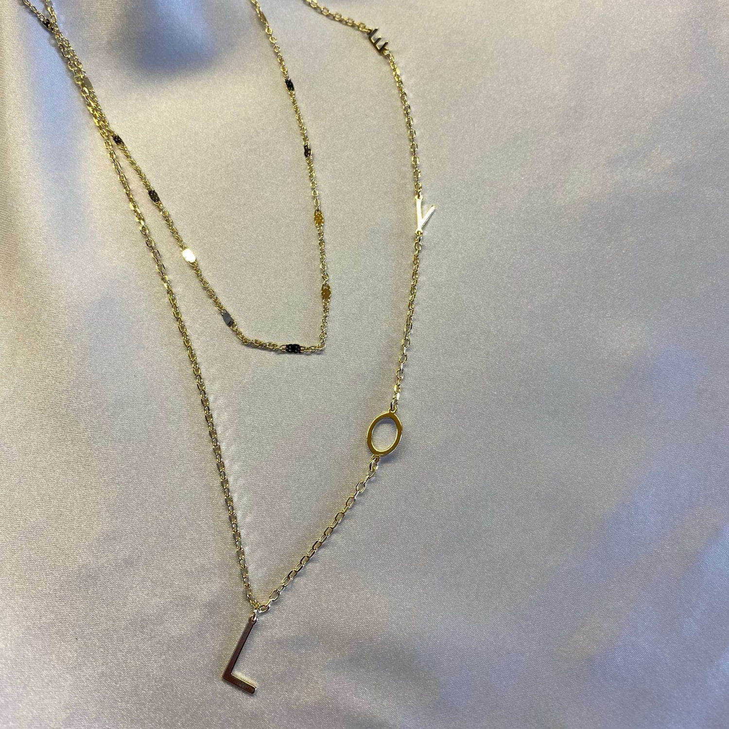 Gold L.O.V.E double necklace