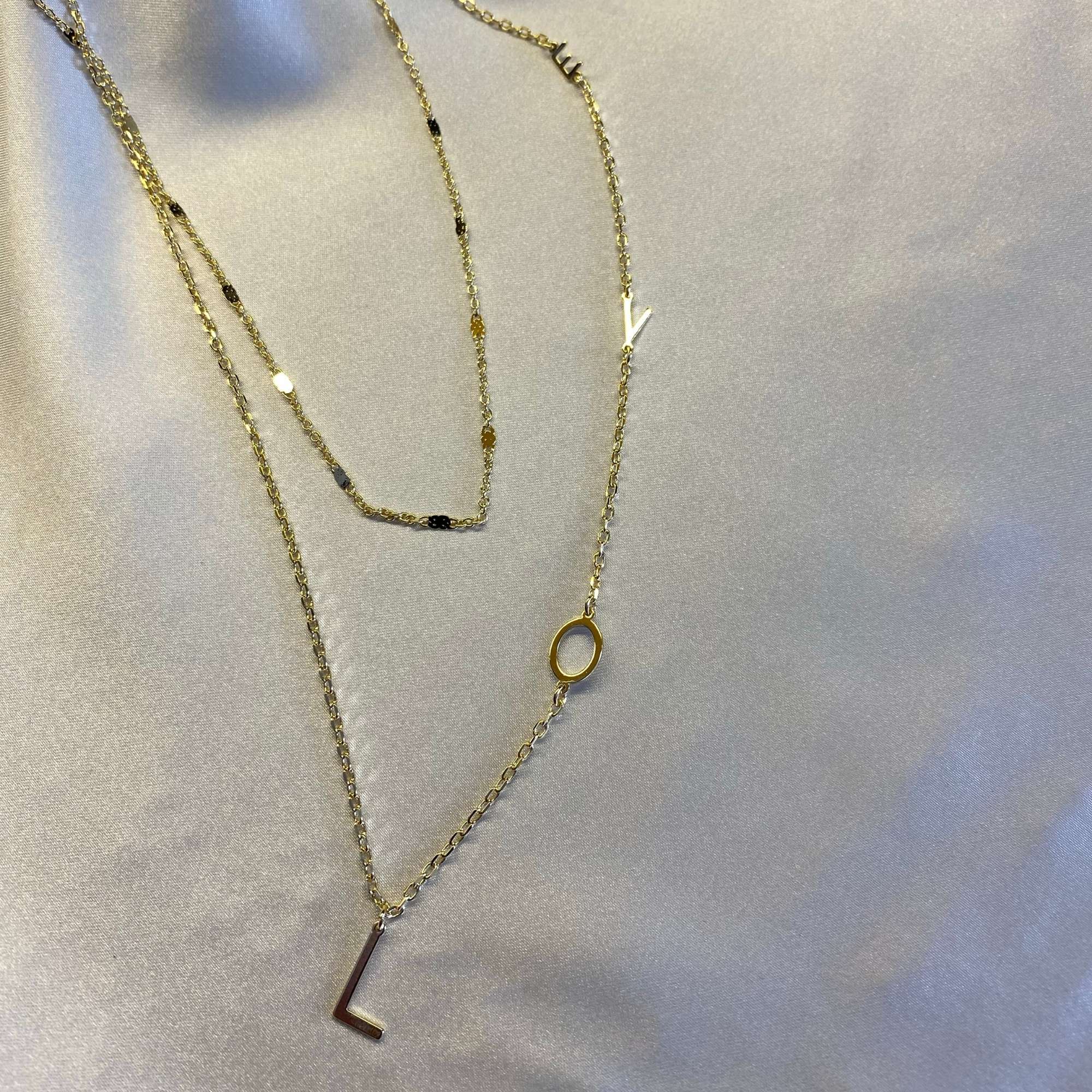 Gold L.O.V.E double necklace