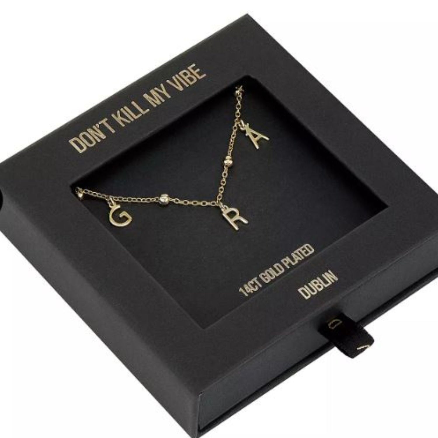 Mo ghrá Gold Grá Irish Letters Necklace in Gift Box. Grá means love in Irish 