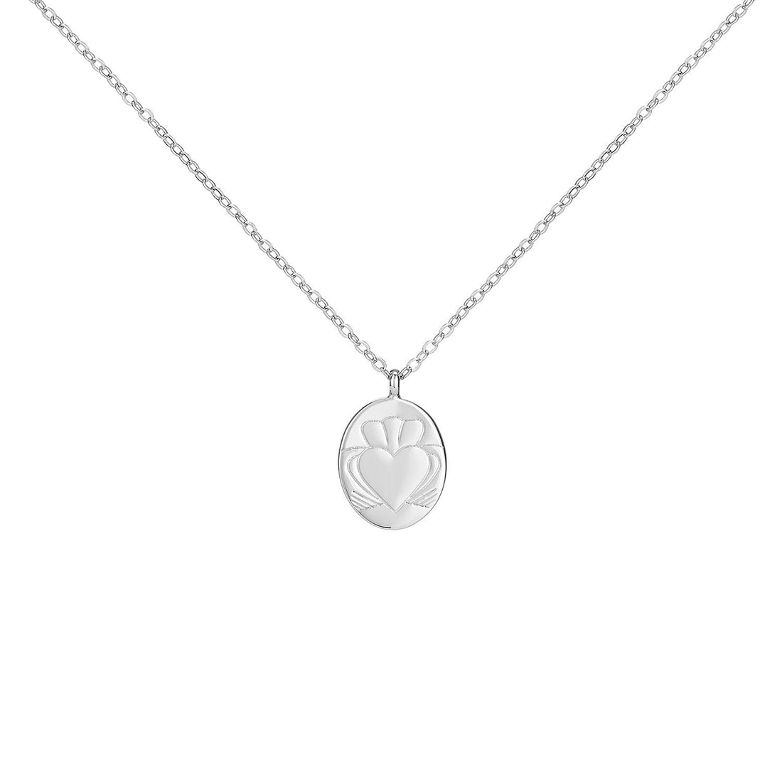 Heart Strong Coin Claddagh Silver Necklace