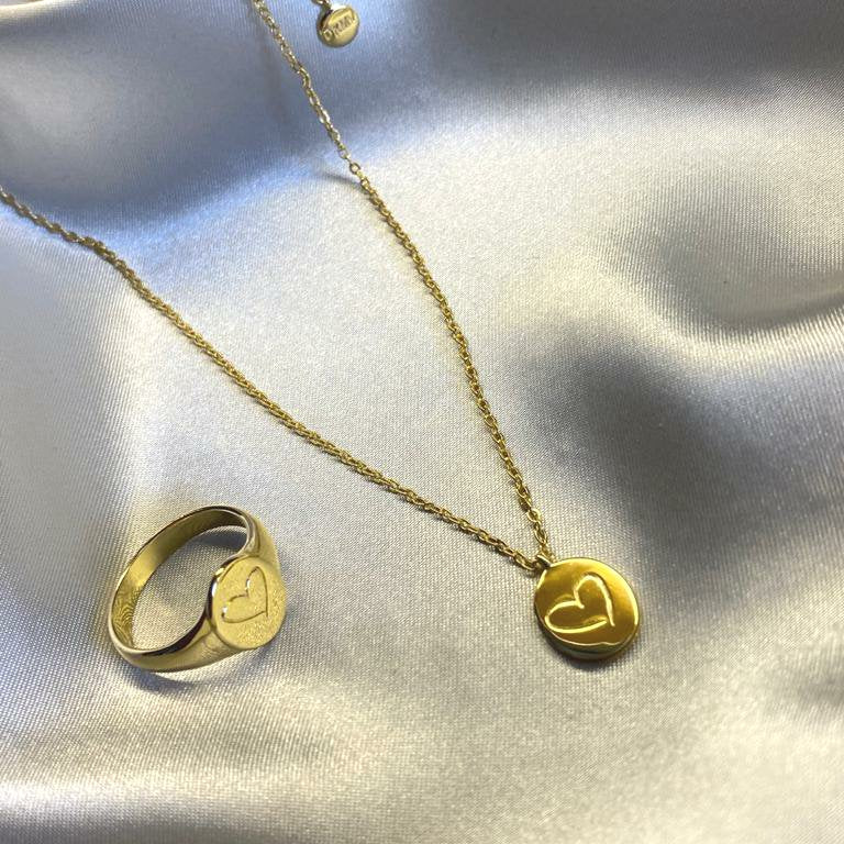 Gold From The Heart Ring with Matching Gold From The Heart Necklace 