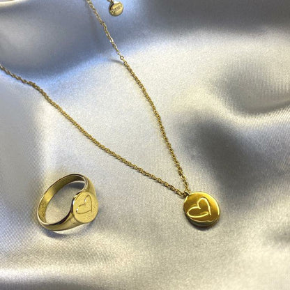 Gold From The Heart Ring with Matching Gold From The Heart Necklace 