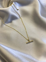 Gold plated, recycled brass, t bar, irish designed, necklace